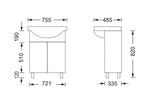 Semi-Recessed Two Doors Vanity 750mm