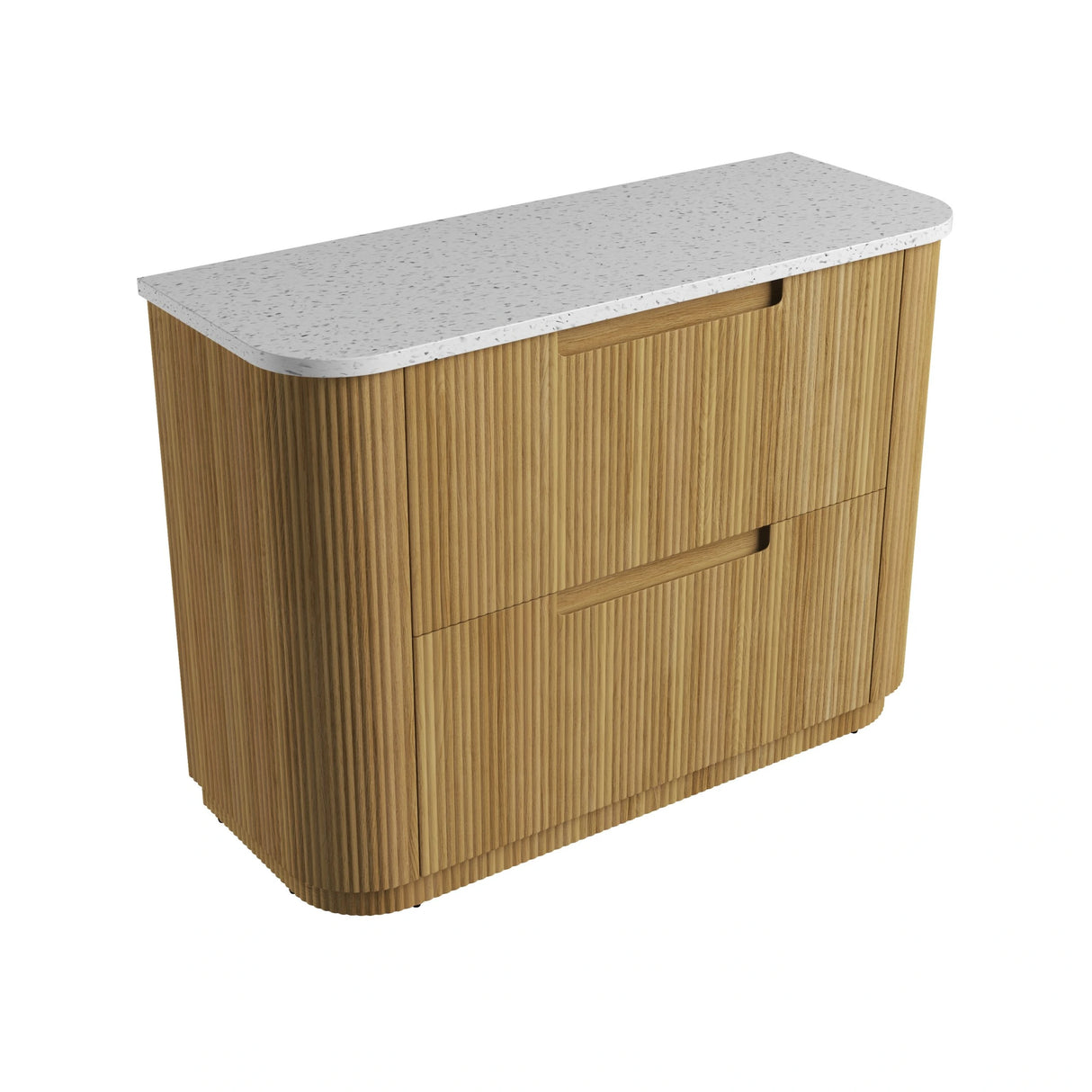 Aulic Varcelli Timber Harvest Oak 750/900mm Fluted Curved Freestanding Vanity Palis(Carrara) Stone top