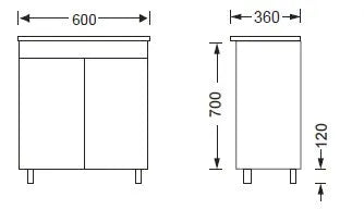 Ensuite Slim Narrow Compact Vanity - 600x360mm