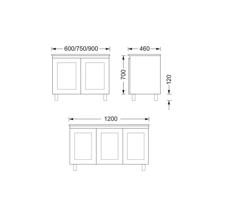 Hampton Shaker Doors 1200mm Free Standing Freestanding Vanity Carrara Marble Stone