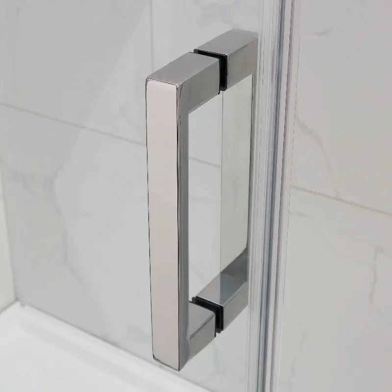 Covey Frameless Brushed Nickel Corner Sliding Door Shower Screen