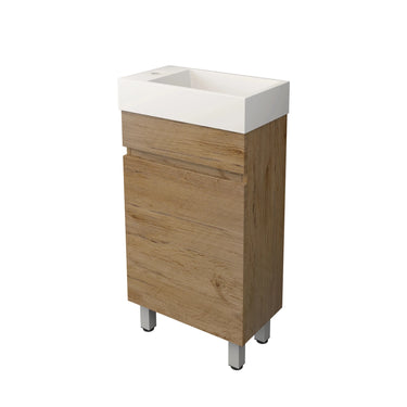 Timber 450mm Slimline Vanity | Prime Oak | Waterproof PVC Film | Slimline Ensuite - RJ Bathroom