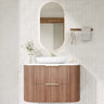 Timber Prime Oak Artis 750mm Fluted Curved Waterproof Wall Hung Vanity Calacatta Night Solid Surface Stone top - RJ Bathroom
