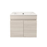 Camden 600mm wall hung slimline vanity in Coastal Oak with ceramic top - RJ Bathroom