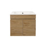 Camden 600mm wall hung slimline vanity in Prime Oak with ceramic top - RJ Bathroom