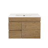 Camden 750mm wall hung slimline vanity in Prime Oak with ceramic top - RJ Bathroom